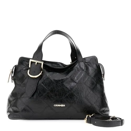 CafèNoir Borsa a Mano Metallizzata Ricamata Nera