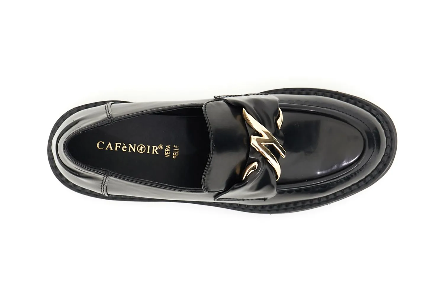 CafèNoir Mocassini Donna Effetto Spazzolato Neri Tacco 3,5 cm