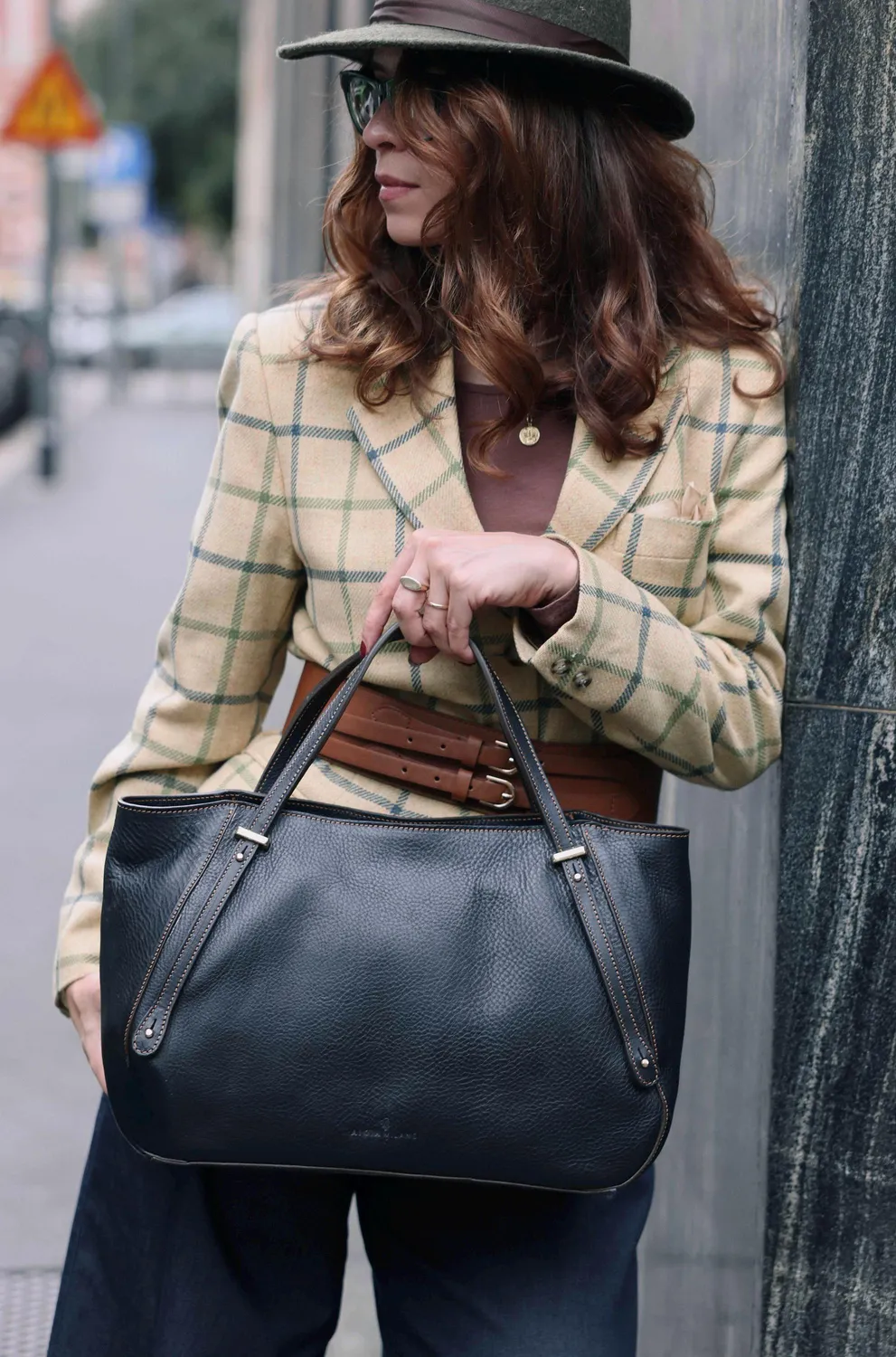 Aigin Milano Everyday Bag borsa pelle blu spalla