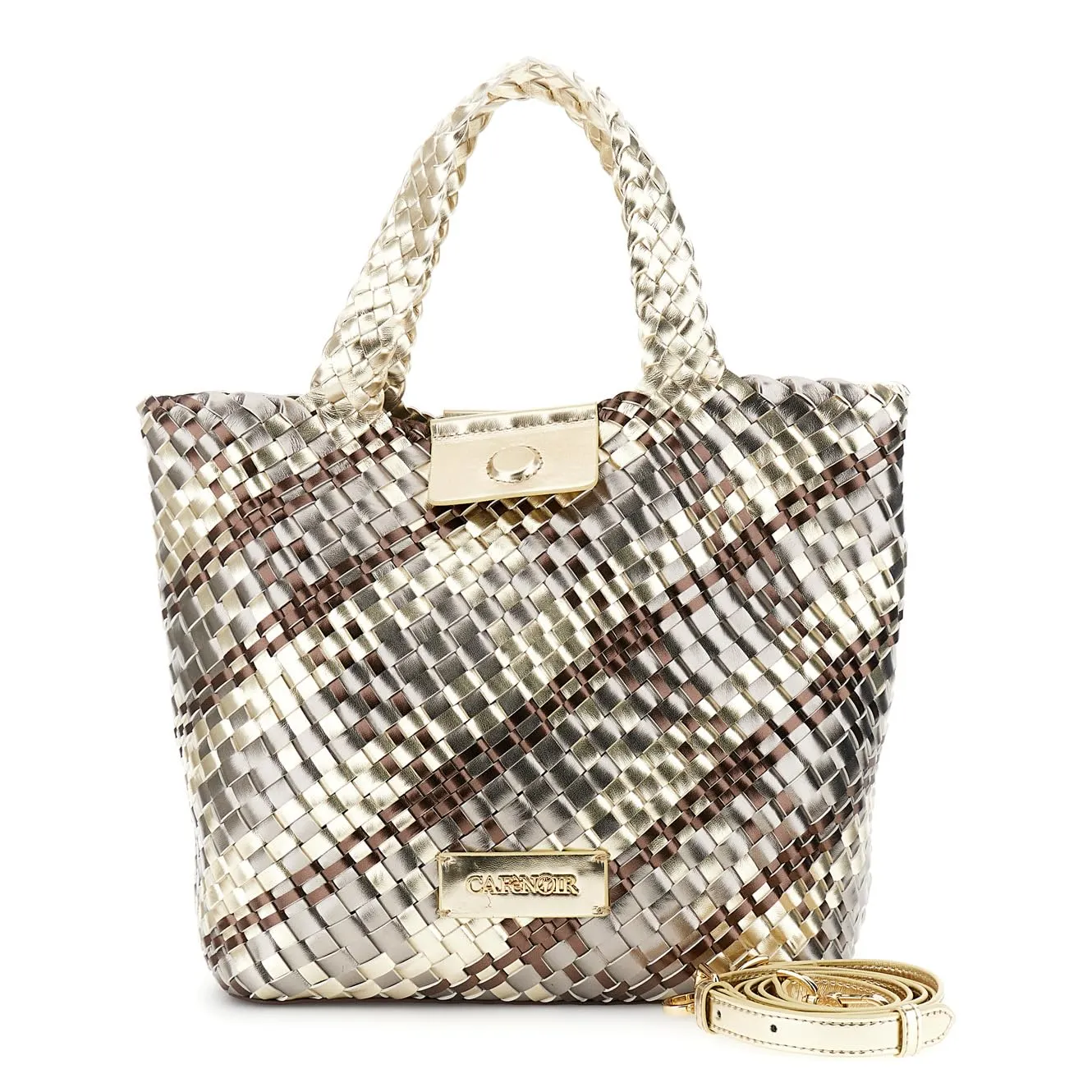 CafèNoir Tote Reversibile Intrecciata borsa Argento/Bianco