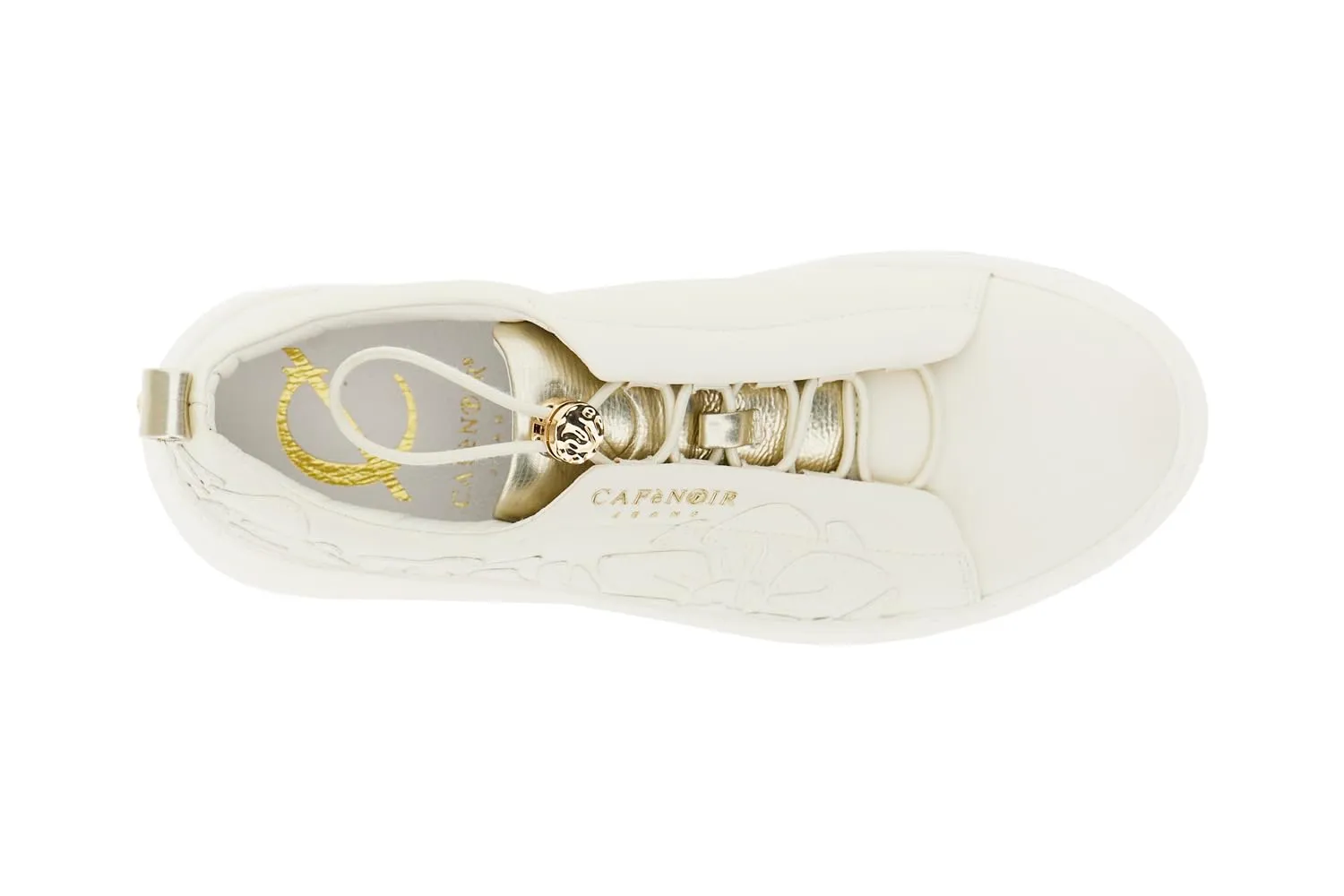 CafèNoir Sneakers Lacci Elastici pelle avorio decori