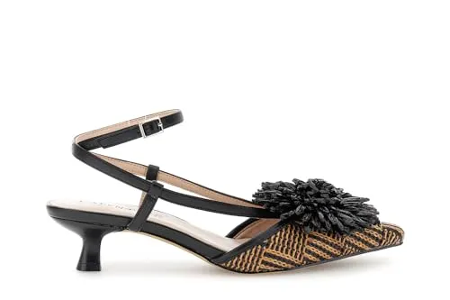 CafèNoir Slingback Rafia Fiore Décolleté Nero 39 EU