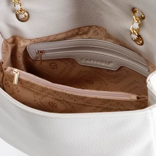 CafèNoir Borsa a Spalla Pattina Avorio con Catena