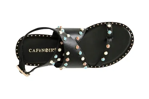 CafèNoir sandali infradito neri pelle fascia incrociata
