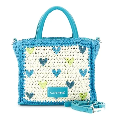 CafèNoir Borsa Rafia Crochet Turchese Donna