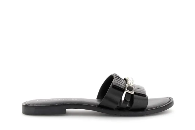 CafèNoir Ciabatta Flat Pelle Fibbia Gioiello Donna Oro
