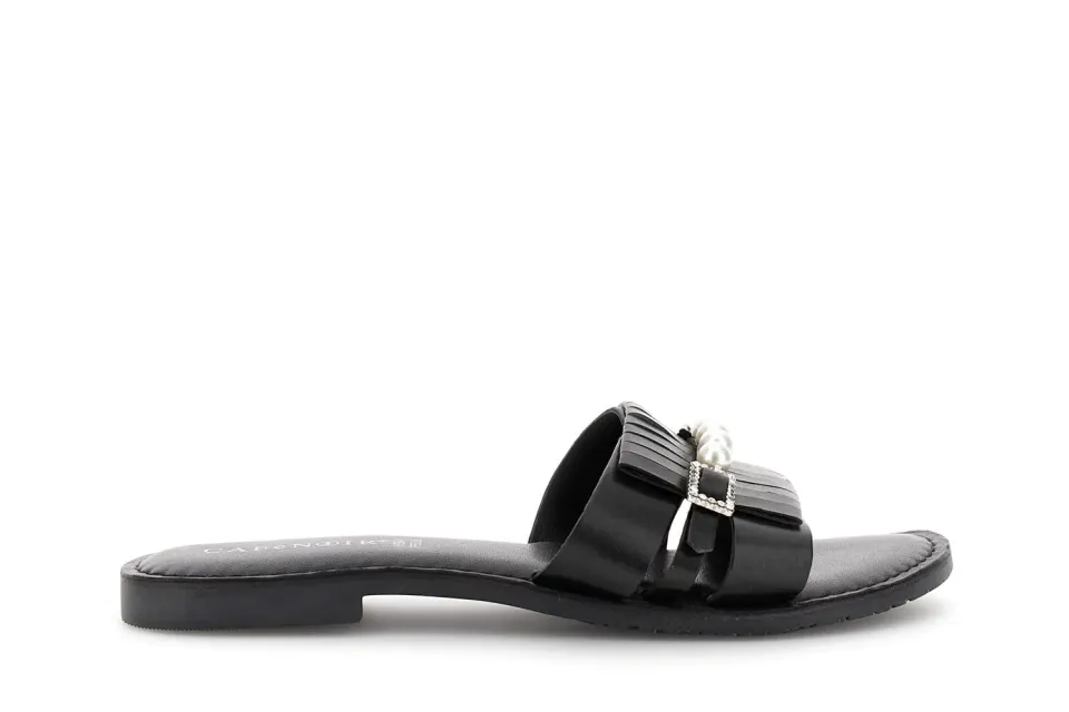 CafèNoir Ciabatta Flat Pelle Fibbia Gioiello Donna Oro