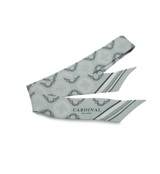 Cardinal Milano Grey Silk Twill Scarf foulard grigio seta