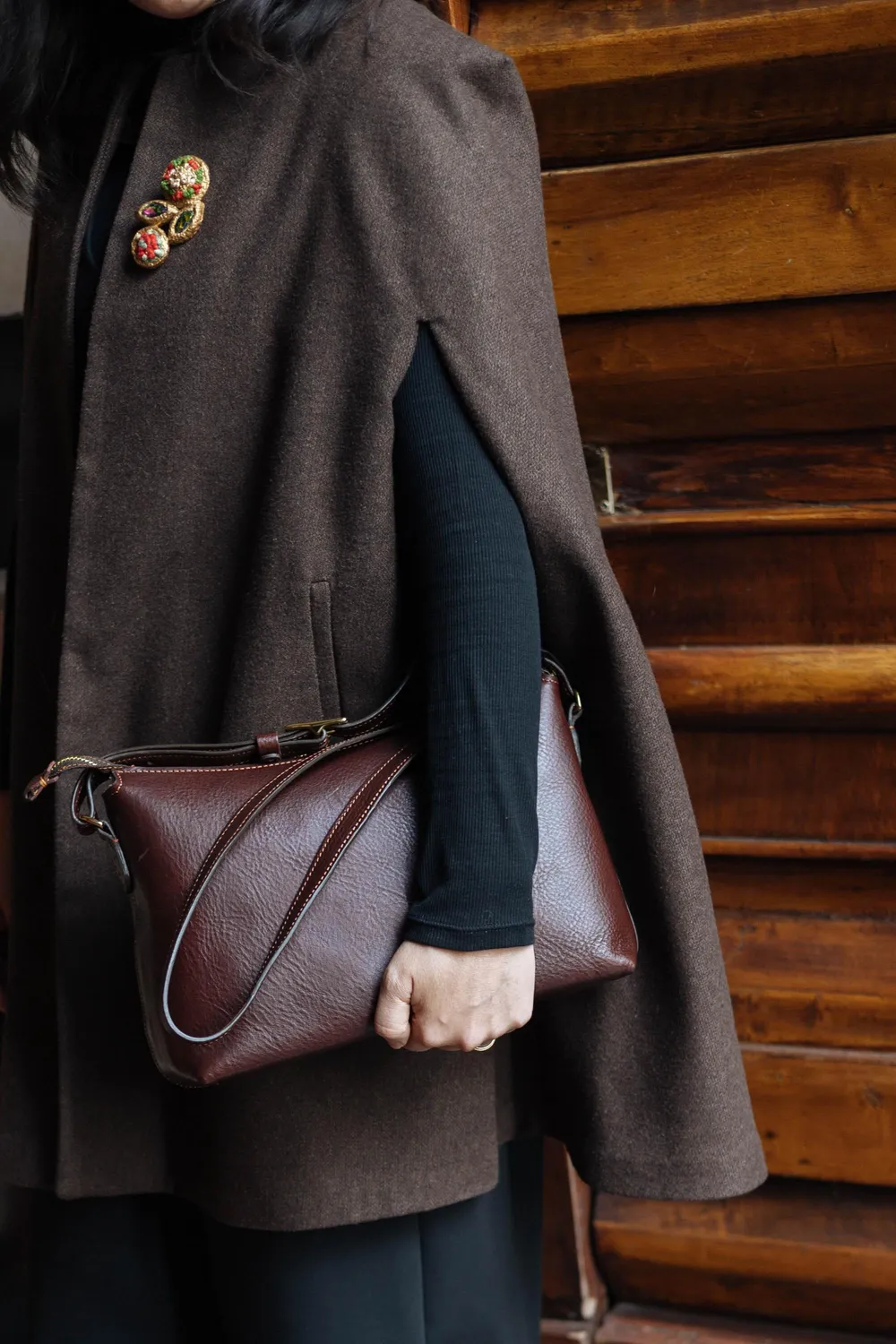 Aigin Milano Minimal Borsa Tracolla Miele Pelle