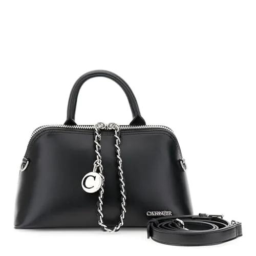 CafèNoir Borsa Mano Trapezoidale Nera Zip e Catena