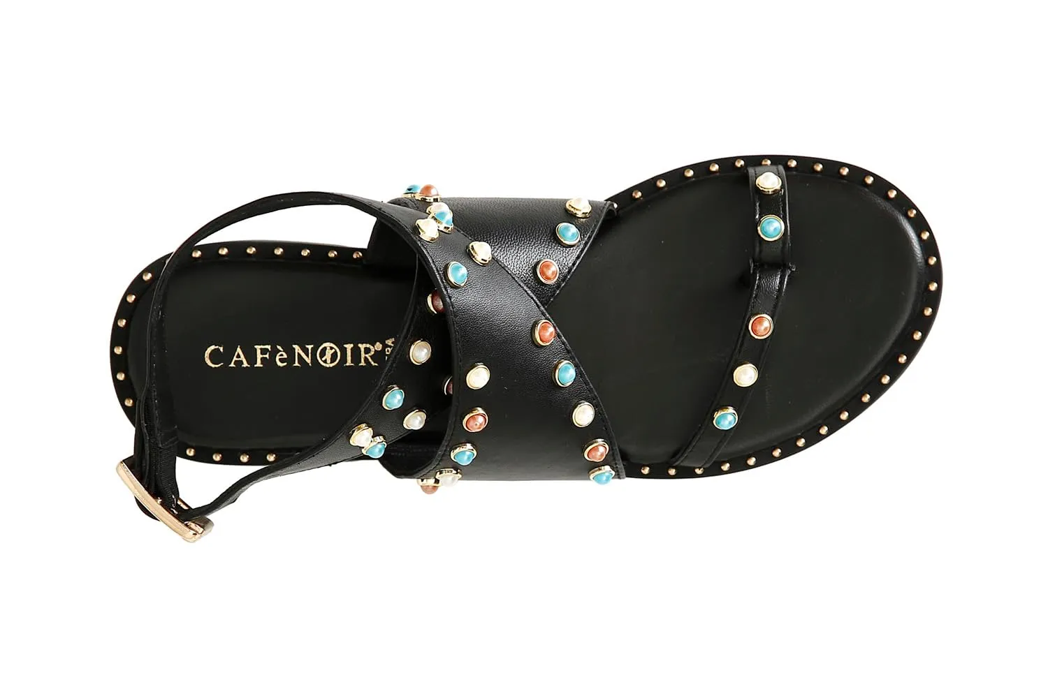CafèNoir sandali infradito neri pelle fascia incrociata