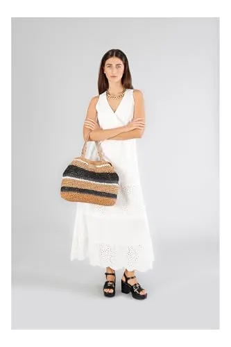 CafèNoir Tote Crochet Fatta a Mano Multi Nero