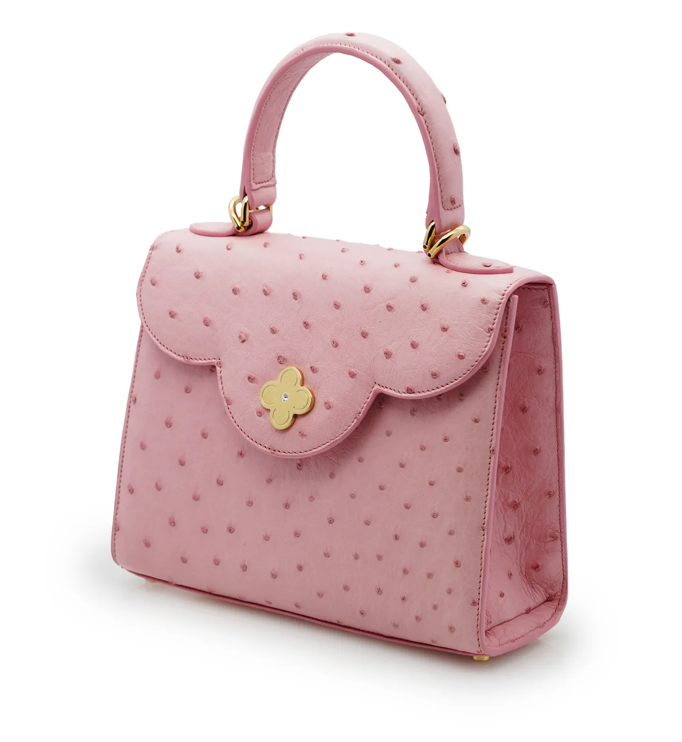 Cardinal Milano First Lady Pink Ostrich Borsa a Mano Rosa Struzzo