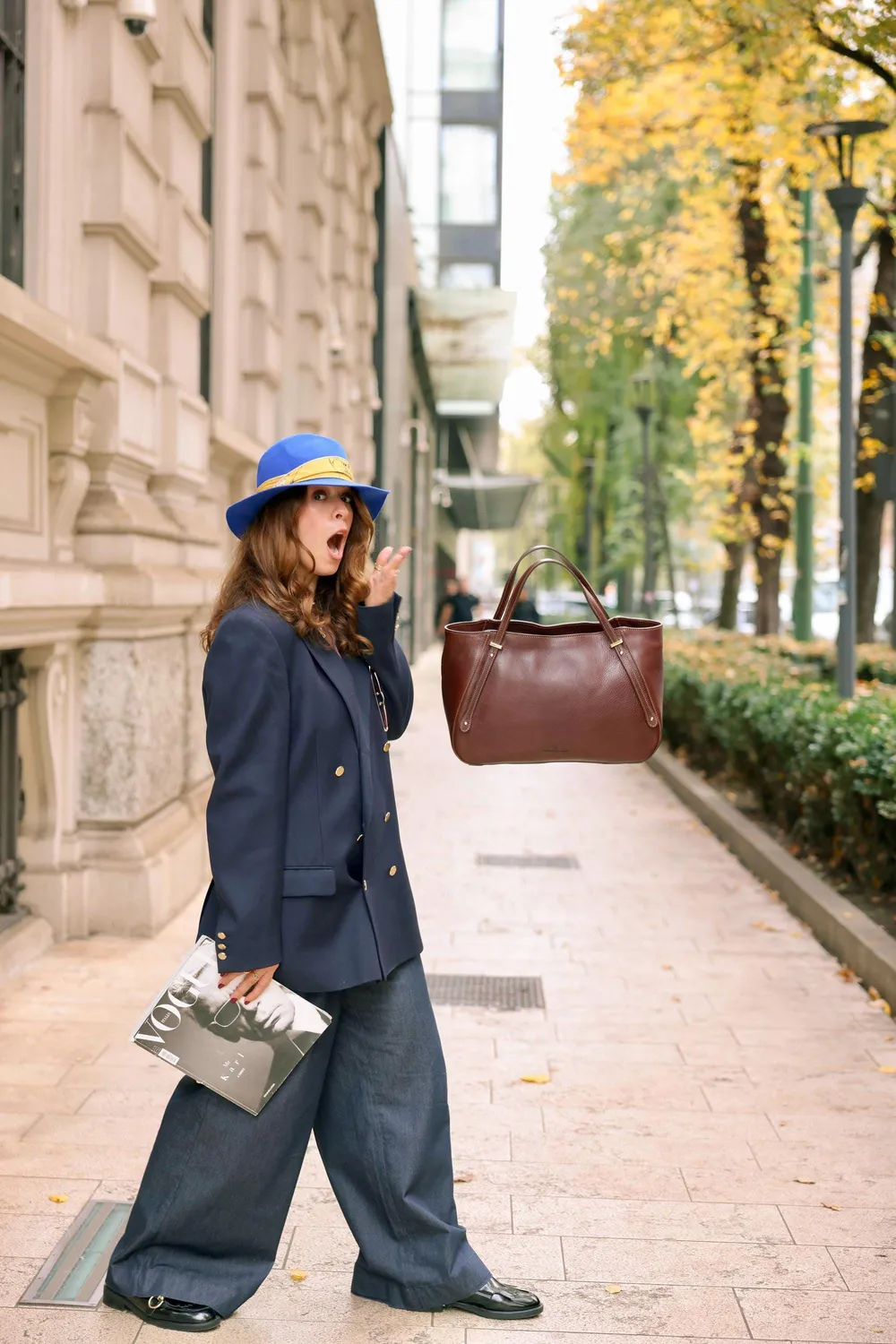 Aigin Milano Borsa Everyday in Pelle Verde pieno fiore