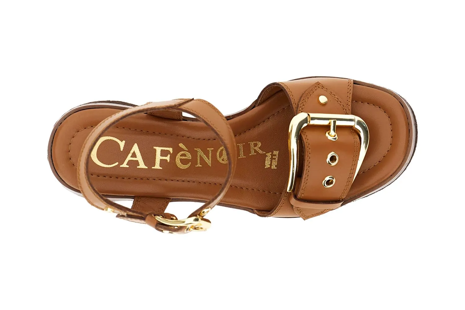 CafèNoir Sandali Pelle Doppia Fibbia Zeppa 38 EU