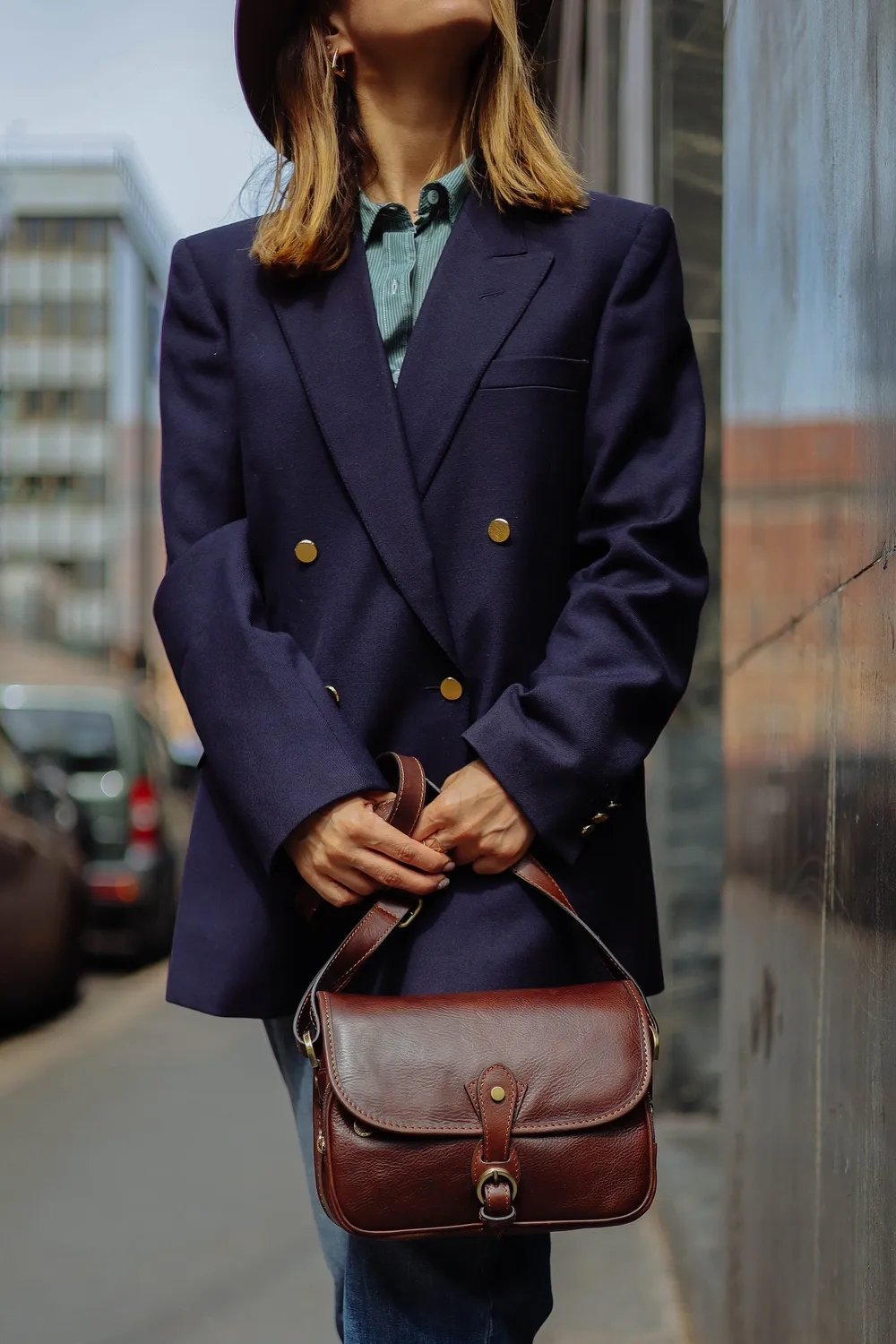 Aigin Milano Crossbody Borsa Pelle Miele Compatta