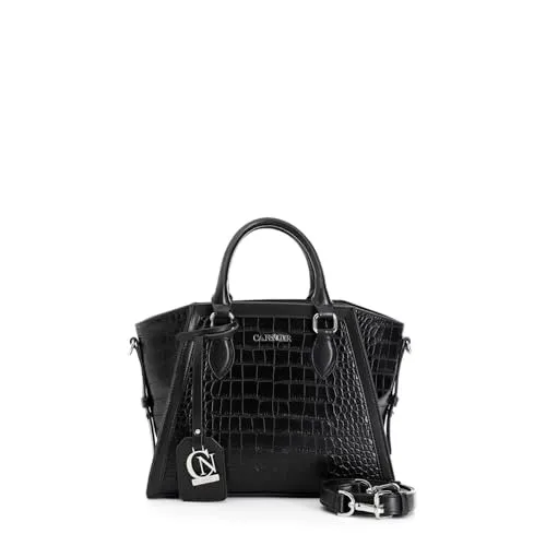 CafèNoir Piccola Tote Coccodrillo Nera Interno Maculato