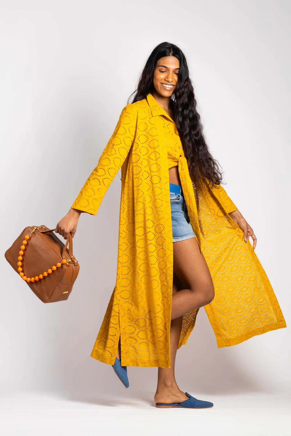 Figus Kimono Sangallo Amalfi Giallo cotone pizzo