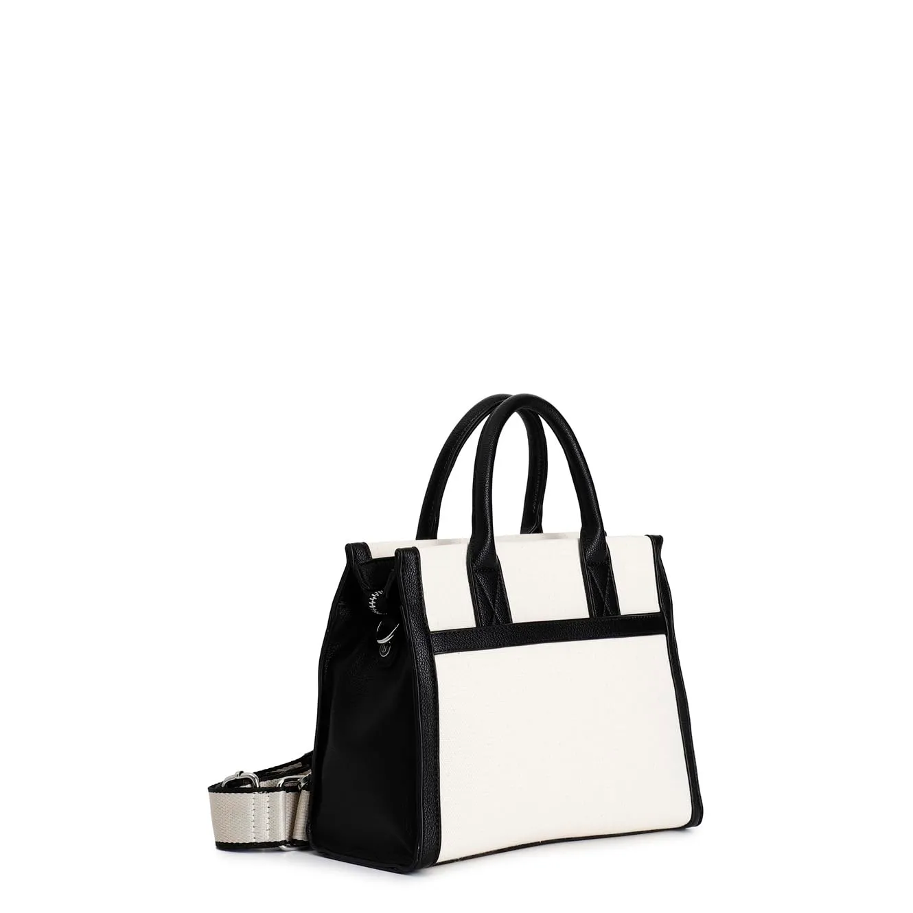 CafèNoir Borsa a Mano Canvas Profili Borsa Nera Manici
