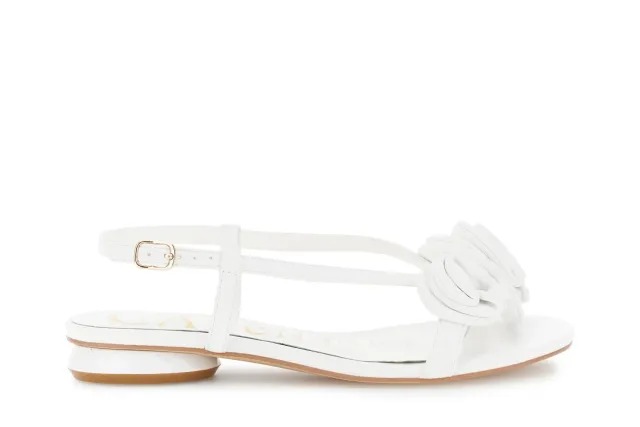 CafèNoir Sandali Fiori Effetto Pelle Off White 1,5 cm