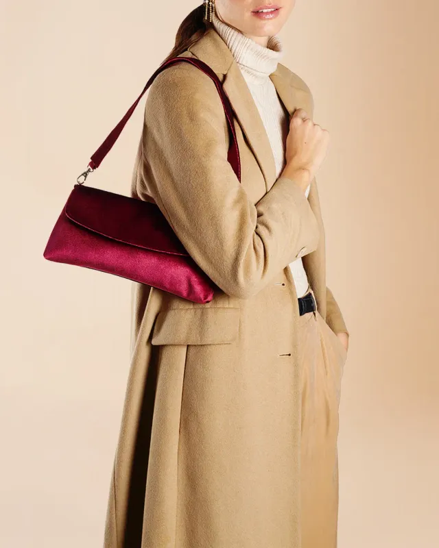 Figus Francesina Velluto borsa spalla rosso rubino