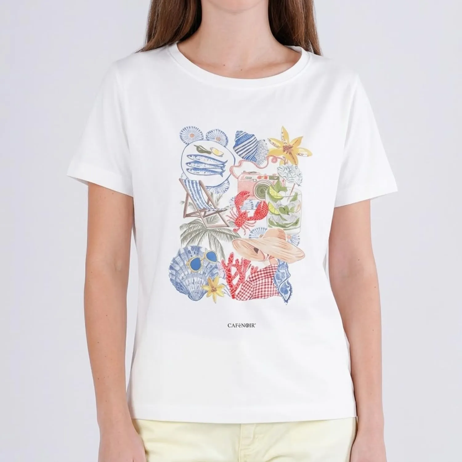 CafèNoir T-Shirt Stampa Estiva maglietta donna off white cotone
