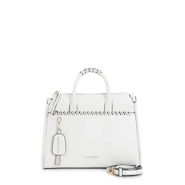 CafèNoir tote donna bianca intrecciata con charm