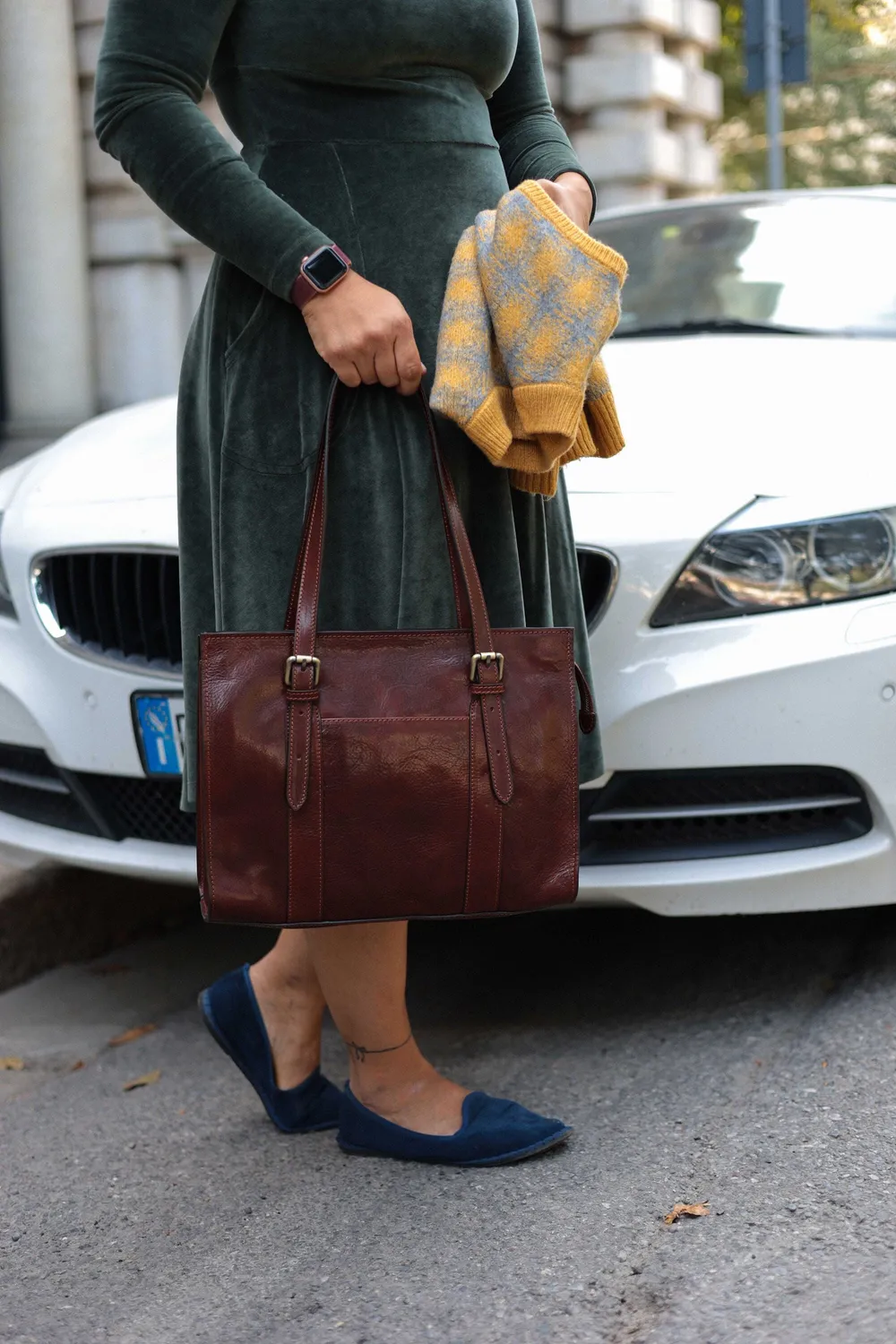 Aigin Milano Everyday Borsa in Pelle Marrone Chiaro