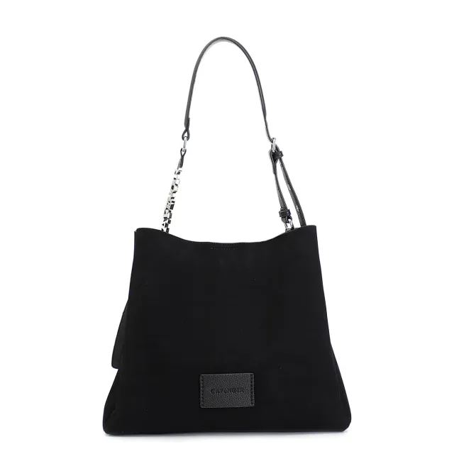 CafèNoir Effetto Suede Lettering borsa tracolla nera
