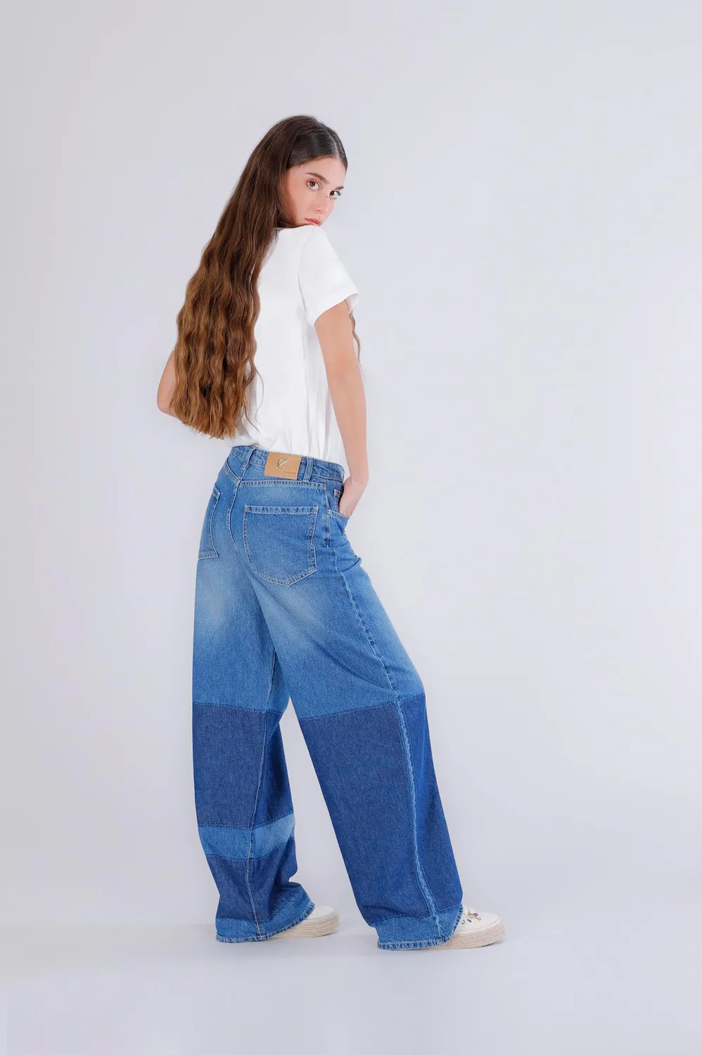 CafèNoir Jeans Gamba Ampia Donna Patchwork 42