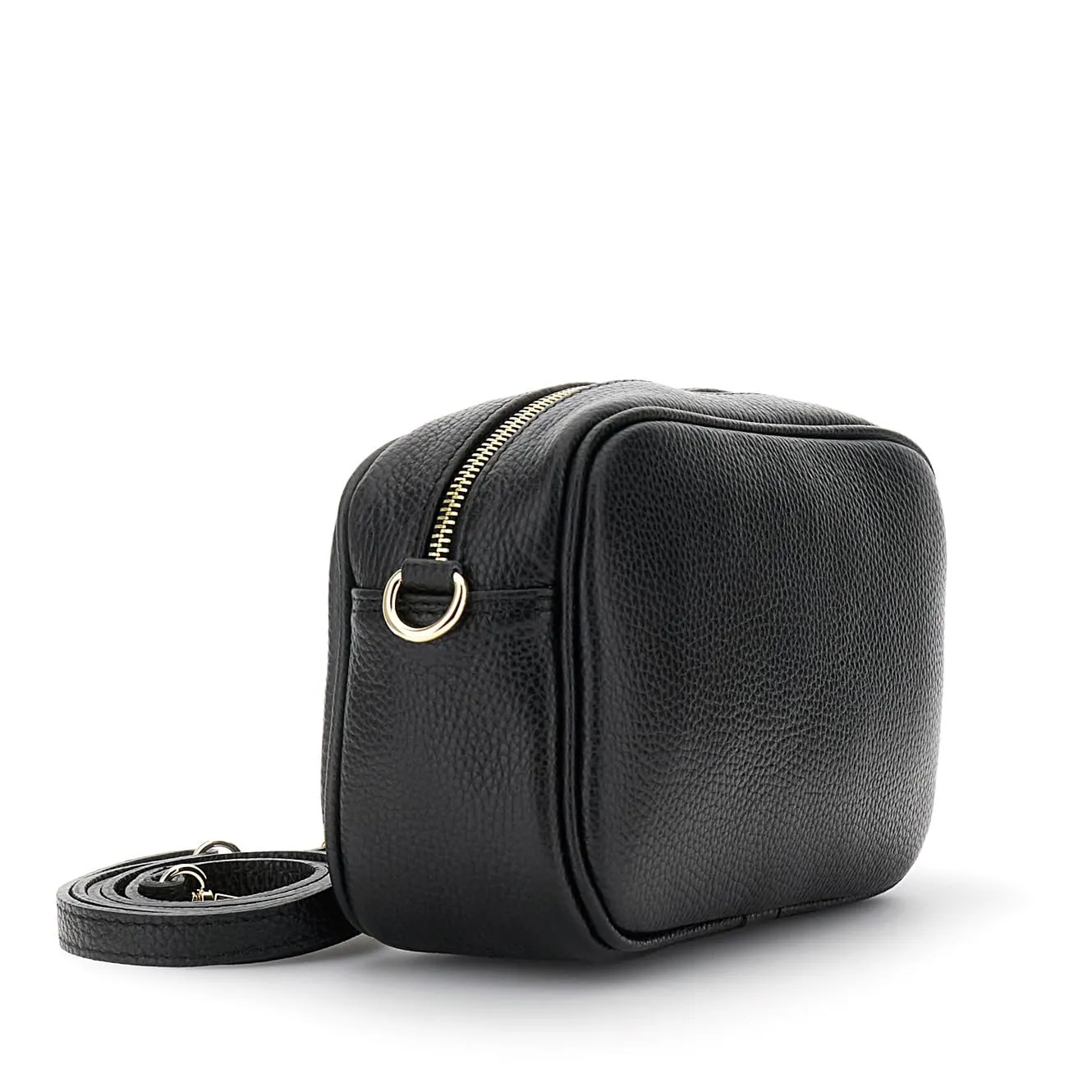 CafèNoir Camera Bag borsa pelle martellata nappina nero