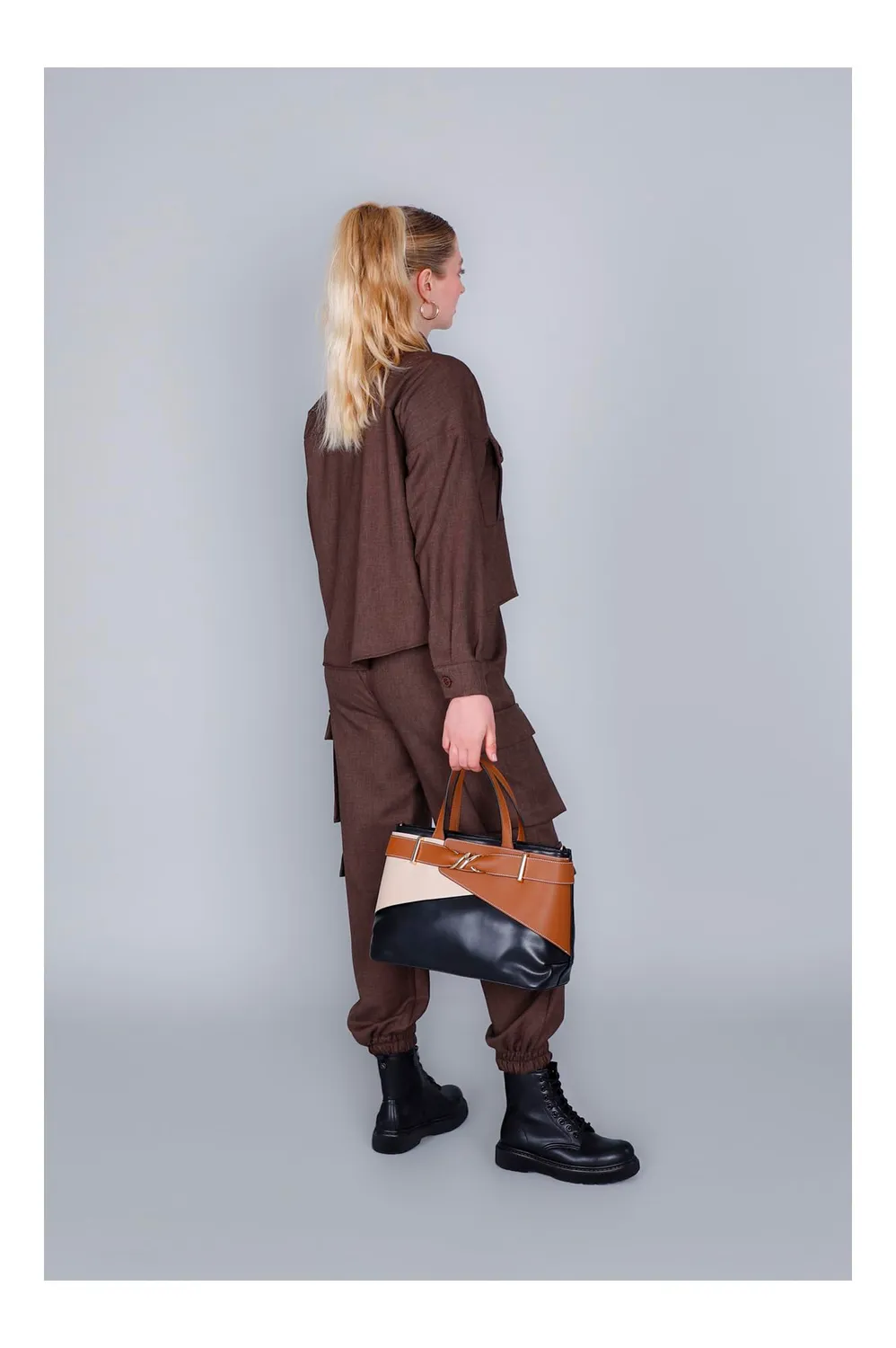 CafèNoir Borsa a Mano Effetto Pelle Multicolor con Tracolla