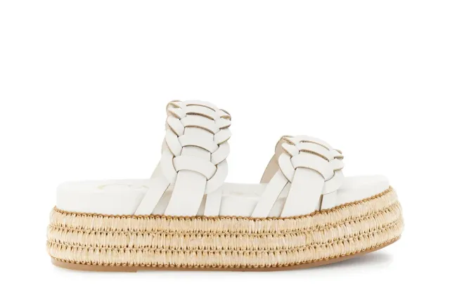 CafèNoir Sandalo Zeppa Rafia Off White Due Fasce 36