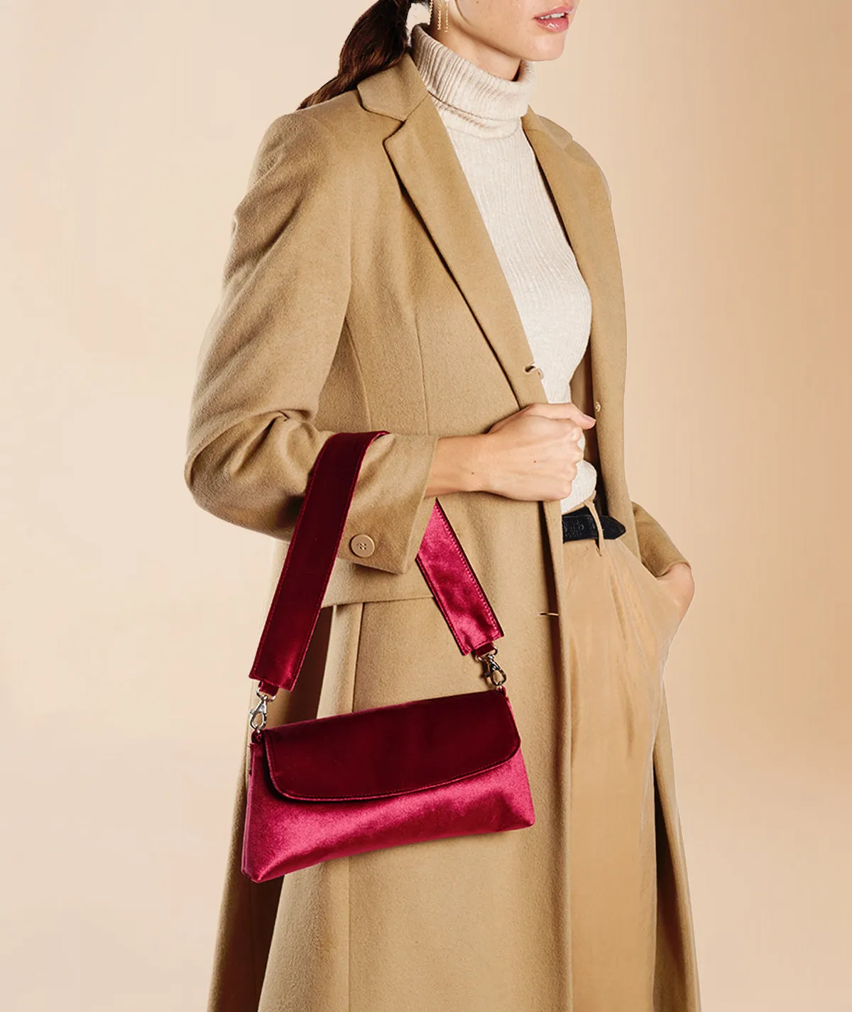 Figus Francesina Velluto borsa spalla rosso rubino