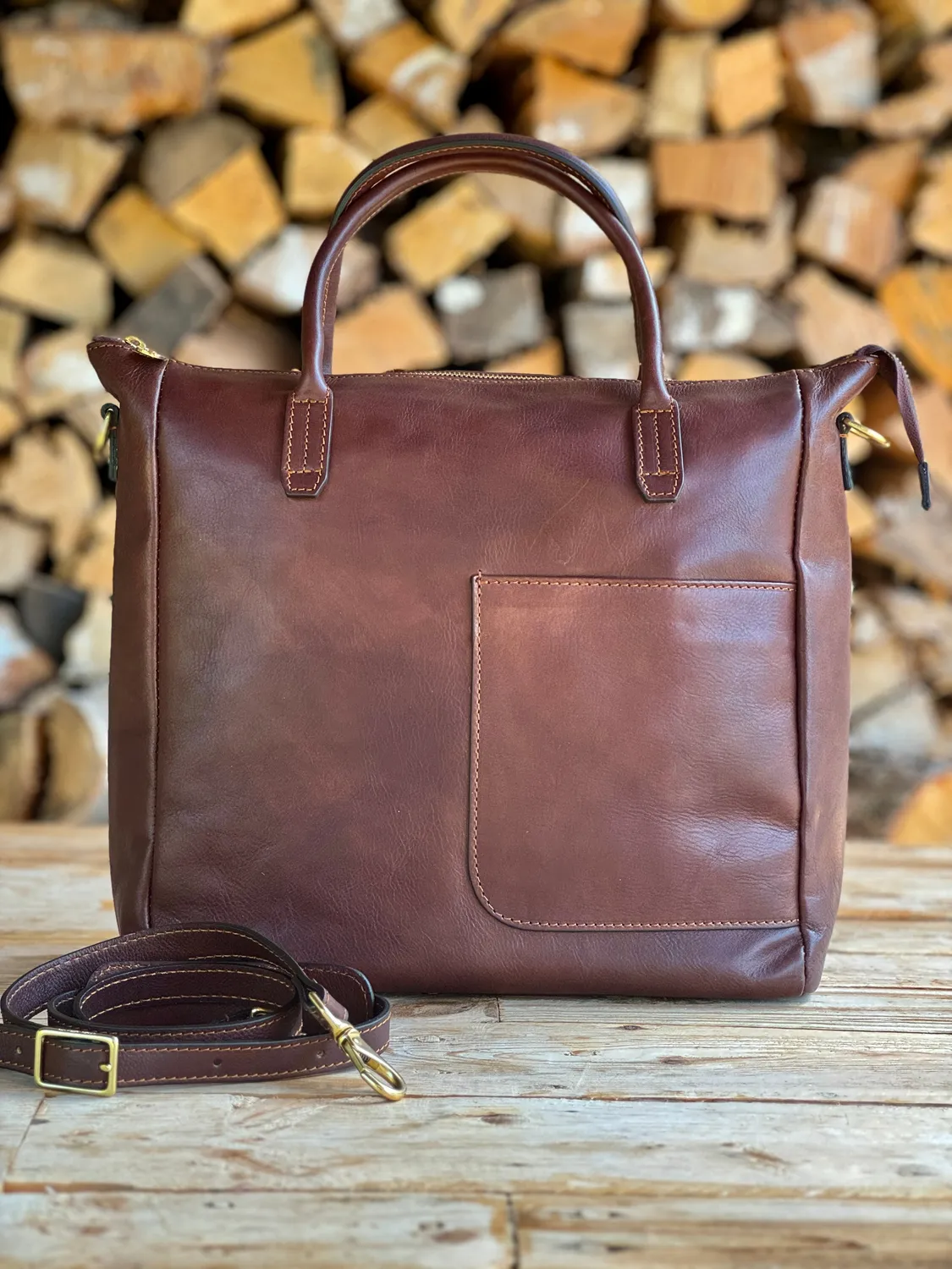 Aigin Milano borsa pelle miele imbottita porta tablet