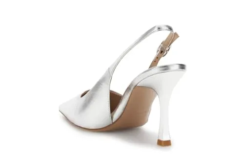 CafèNoir Décolleté Slingback Argento Tacco 8,5 cm