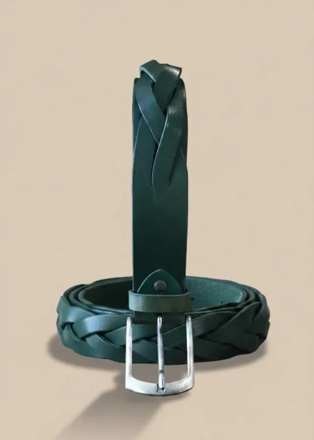 Figus Mezzo Intreccio cintura uomo verde intrecciata