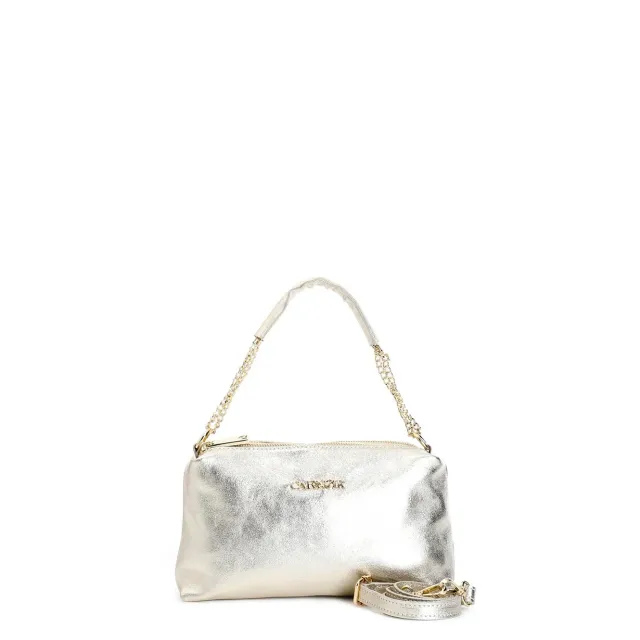 CafèNoir Camera Bag borsa metallizzata platino catena