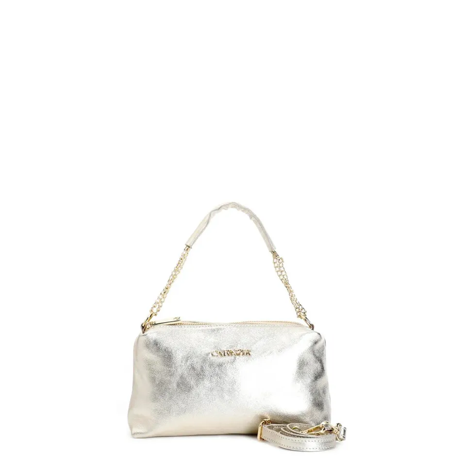 CafèNoir Camera Bag borsa metallizzata platino catena