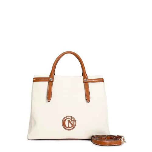 CafèNoir Borsa Canvas Naturale Unica Tracolla Manici