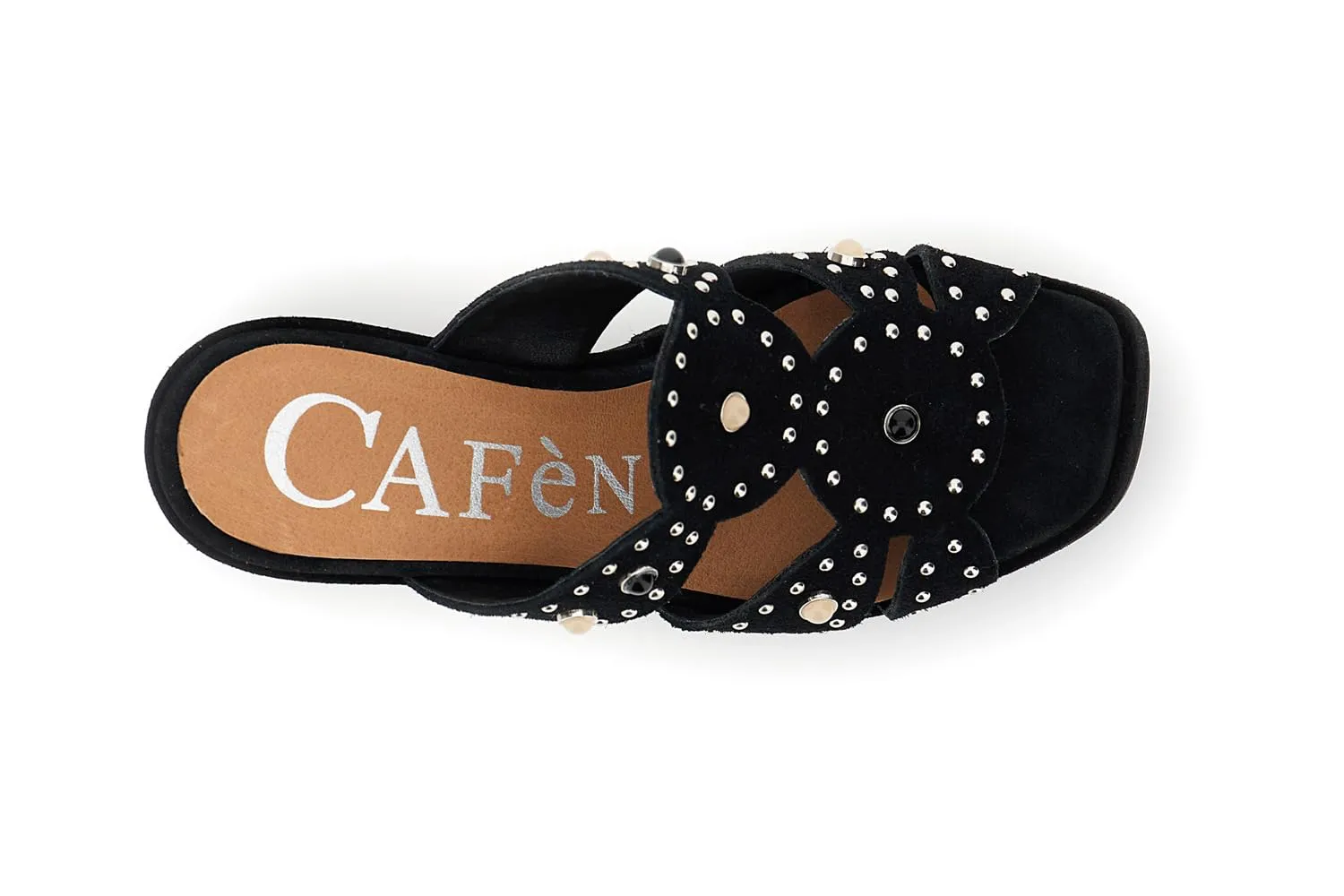 CafèNoir Ciabatta Camoscio Borchie Sandali Zeppa Cuoio