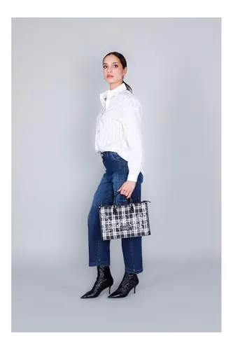 CafèNoir Tote Scozzese Nera con Paillettes