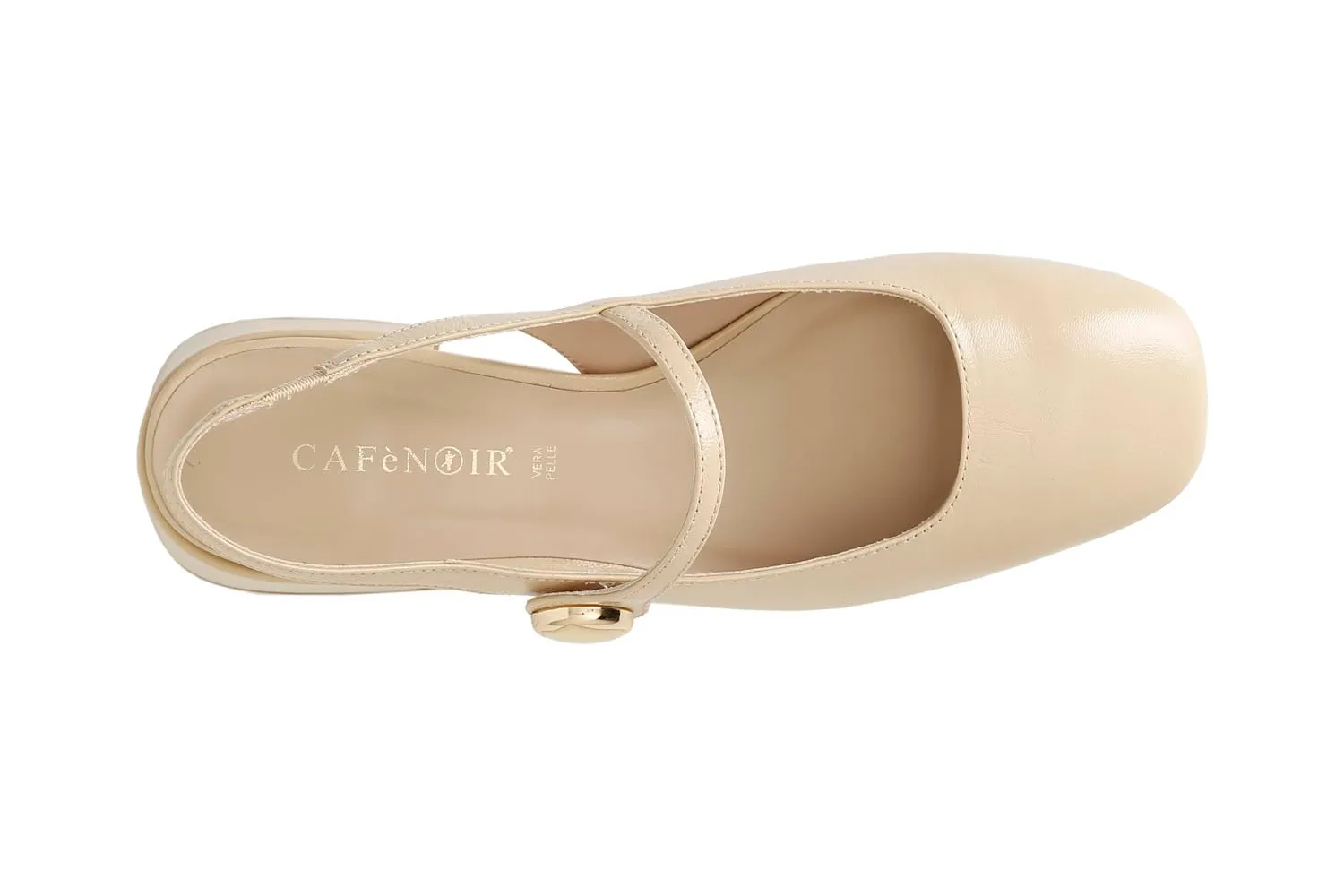 CafèNoir slingback vernice bottone tacco 4