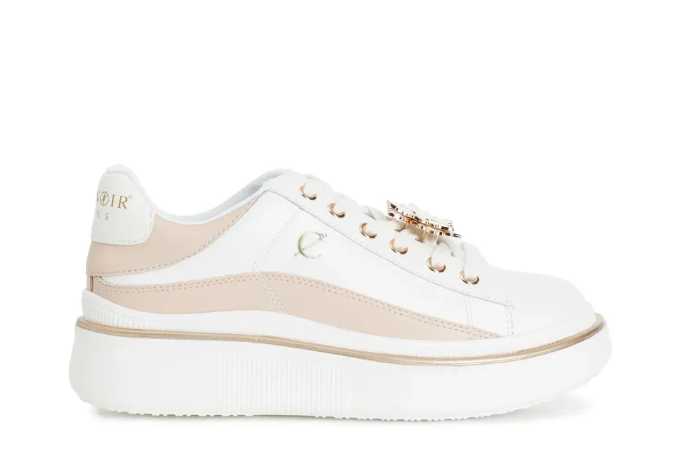 CafèNoir Sneakers Donna Pelle Plateau 3 cm Accessorio