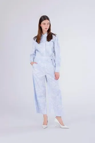 CafèNoir Pantaloni Palazzo Donna Rigato Celeste M