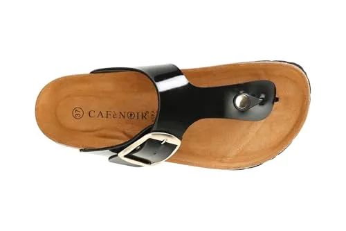 CafèNoir Ciabatta Infradito Donna con Fibbia Nera Fussbett Pelle