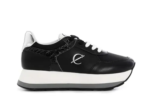 CafèNoir Sneakers Running Donna Pelle Argento Bianche