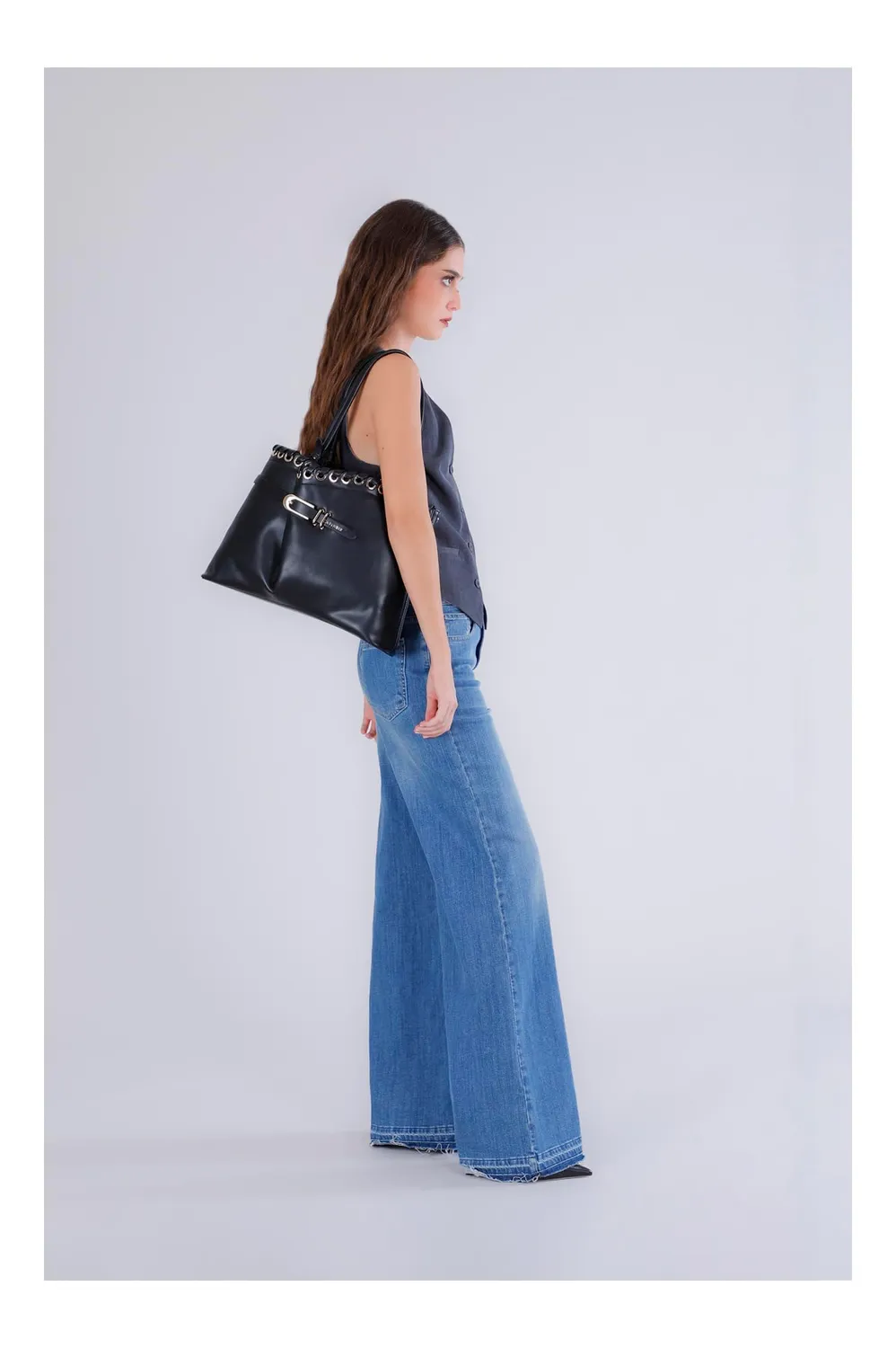 CafèNoir Shopping Bag Donna Nera Fibbia Piega