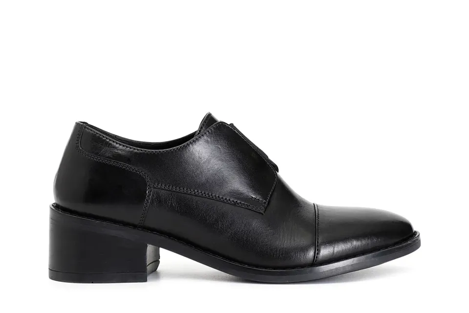 CafèNoir derby donna pelle nero elastico tacco 50 mm