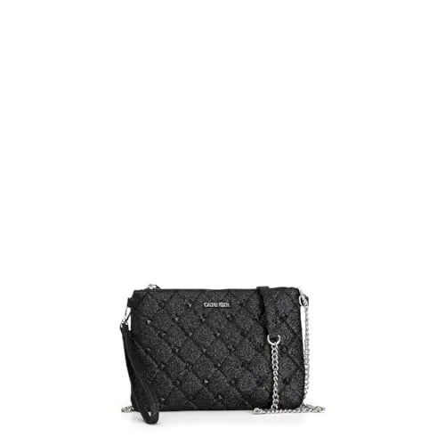 CafèNoir Pochette Glitterata Nera con Borchie